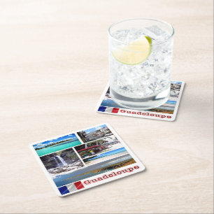 zGP003 mosaic of GUADELOUPE, Caribbean, Square Paper Coaster