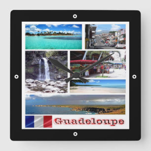 zGP003 mosaic of GUADELOUPE, Caribbean, Square Wall Clock