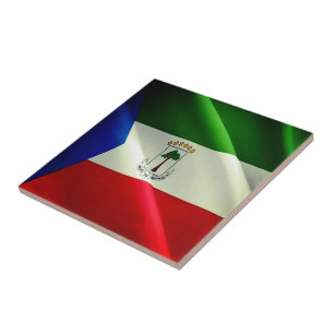 zGQ002 EQUATORIAL GUINEA, Waving Flag, Ceramic Tile