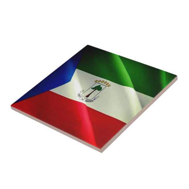 zGQ002 EQUATORIAL GUINEA, Waving Flag, Ceramic Tile (Side)