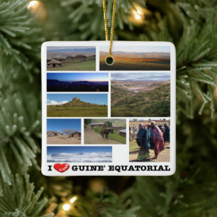 zGQ006, EQUATORIAL GUINEA I Love, Mosaic, Ceramic Ornament