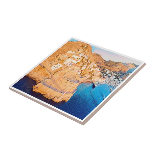 zGR003 HYDRA - Castle of Kavos - Greece - Ceramic Tile (Side)