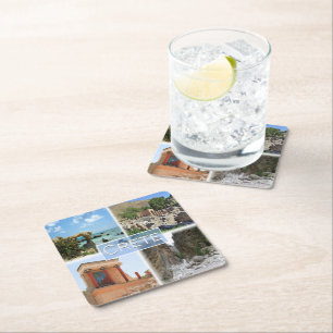 zGR021 potpourri of CRETE, Greece, Europe, Square Paper Coaster