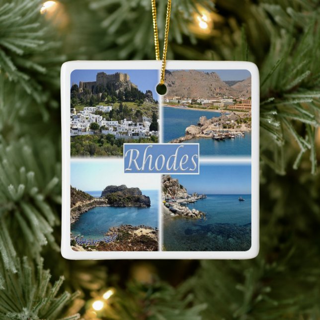 zGR025 RHODES, Greece, Europe, Ceramic Ornament (Tree)