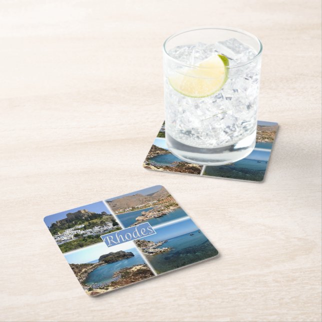 zGR025 RHODES, Greece, Europe, Square Paper Coaster (Insitu)