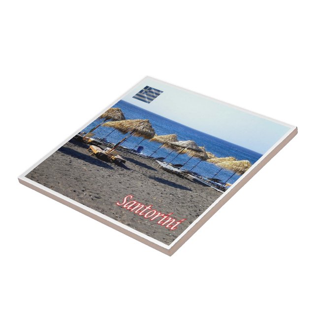 zGR082 SANTORINI Lava Beach, Greece, Ceramic Tile (Side)