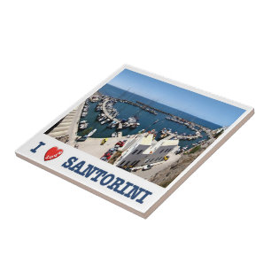 zGR083 SANTORINI I Love, Port, Greece, Ceramic Tile