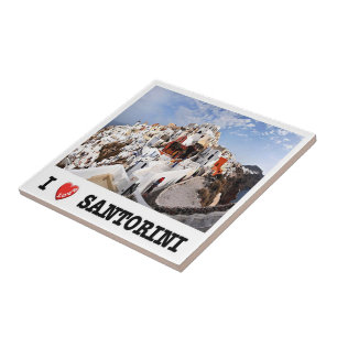 zGR085 SANTORINI I Love Oia, Greece, Ceramic Tile