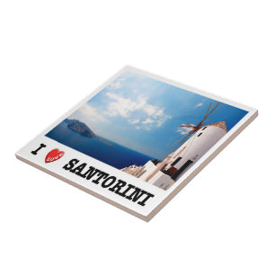 zGR086 SANTORINI, I Love, Greece, Ceramic Tile