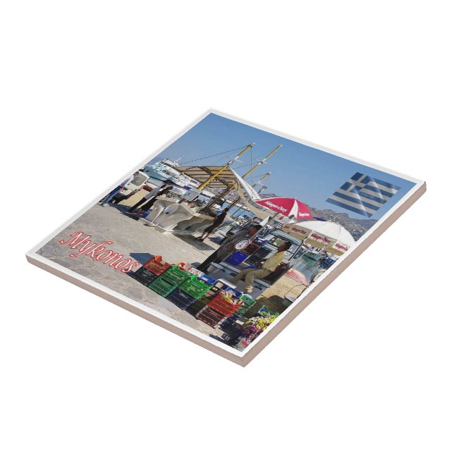 zGR102  MYKONOS, Port Market, Greece, Ceramic Tile (Side)