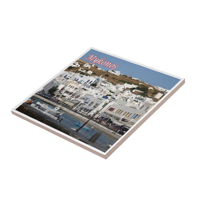 zGR104 MYKONOS Panorama City, Greece, Fridge Ceramic Tile (Side)