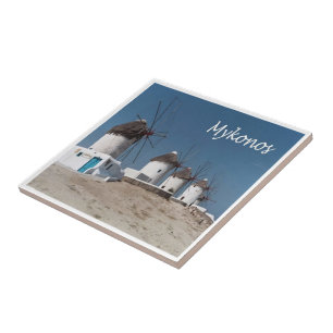 zGR109 MYKONOS, Windmills, Greece, Ceramic Tile