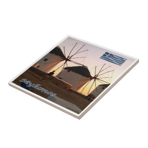 zGR110 MYKONOS, Windmills, Greece, Ceramic Tile