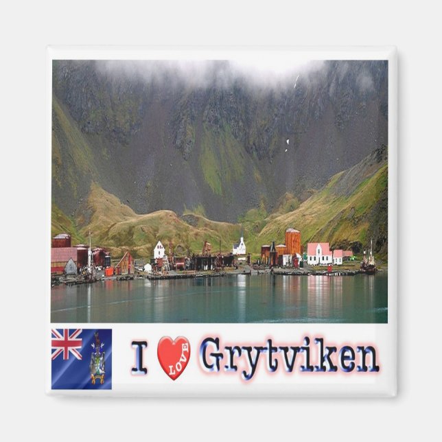 zGS008 GRYTVIKEN I Love, South Georgia S.S. Fridge Magnet (Front)