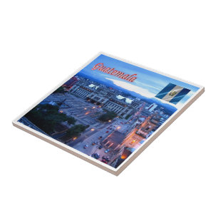 zGT024 GUATEMALA City, Central Park,Sunset, Ceramic Tile