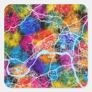 Zhaoqing China City Map Square Sticker