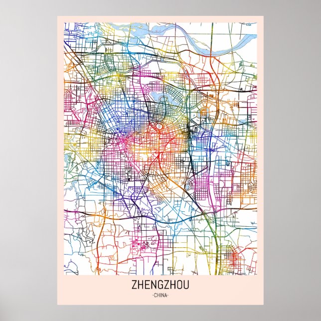Zhengzhou China City Map Poster (Front)