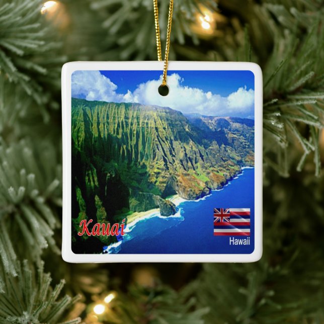 zHI006 KAUAI, HAWAII, Aerial View, Oceania, Ceramic Ornament (Tree)