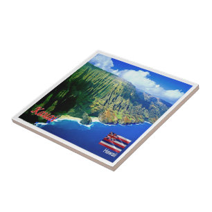 zHI006 KAUAI, HAWAII, Aerial View, Oceania, Ceramic Tile