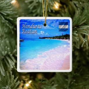 zHN008  ROATAN Bay Islands, Honduras, Ceramic Ornament