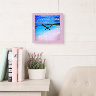 zHN008 ROATAN Bay Islands, Honduras, Square Wall Clock