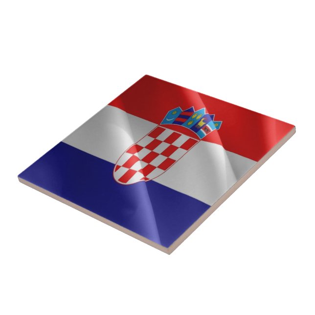 zHR002 CROATIA, Croatian Waving Flag, Ceramic Tile (Side)