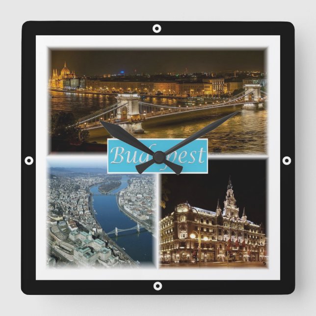 zHU003 BUDAPEST Hungary, Square Wall Clock (Front)