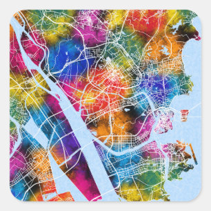 Zhuhai China City Map Square Sticker