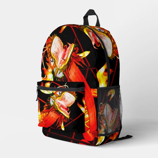 Zhulong Fire Dragon  Printed Backpack (Back Corner Right)