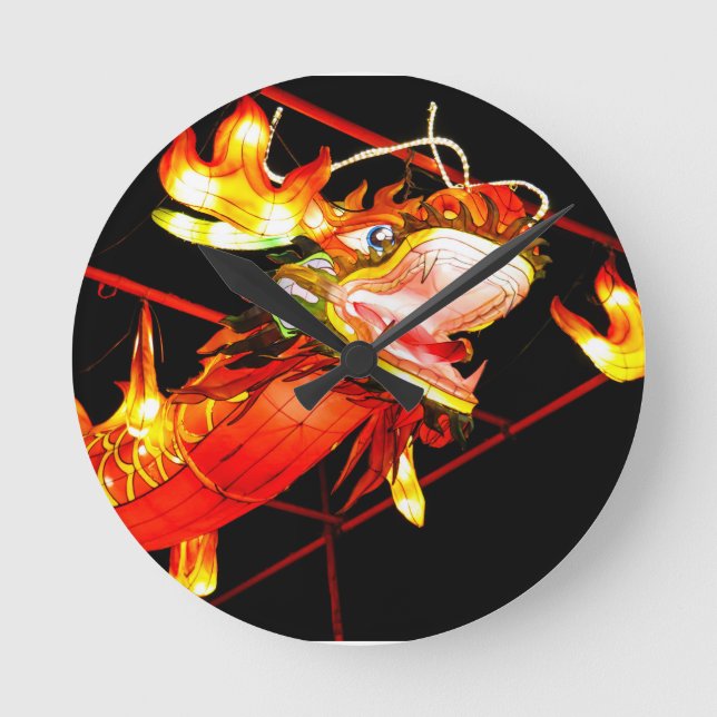 Zhulong Fire Dragon  Round Clock (Front)