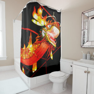 Zhulong Fire Dragon Shower Curtain