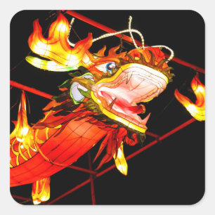 Zhulong Fire Dragon Square Sticker