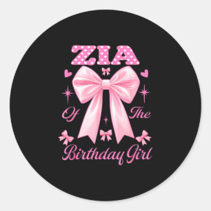 Zia birthday girl matching coquette pink bow  classic round sticker