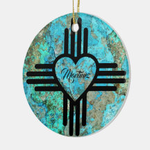 Zia Heart Custom Name Christmas Tree Ornament