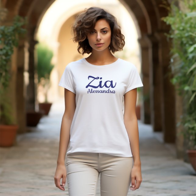 Zia Italian Aunt Auntie T-Shirt (Zia (Italian for "Aunt"
White Tee)