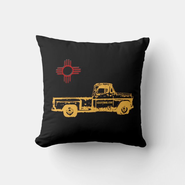 Zia Rising Front-Giant Bob Zia Back gold on black Cushion (Front)