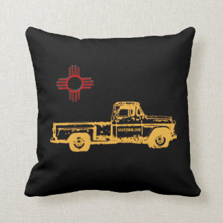 Zia Rising Front-Giant Bob Zia Back gold on black Cushion