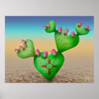 Zia Sun Heart Nopales Desert Scene New Mexico