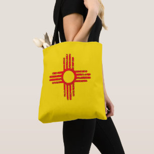 Zia Sun Symbol, New Mexico Flag Tote Bag