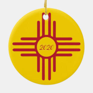 Zia Symbol Custom Year Holiday Ceramic Ornament