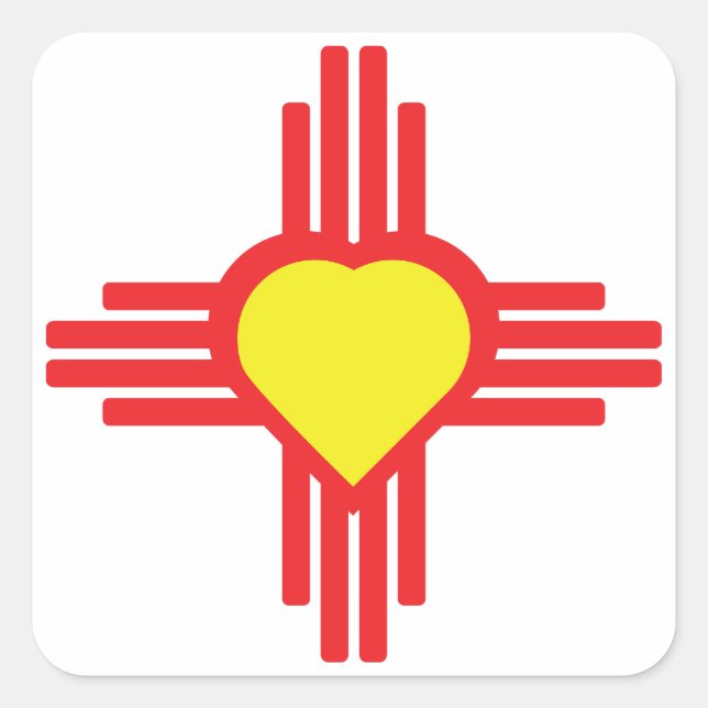 zia symbol with heart square sticker (Front)