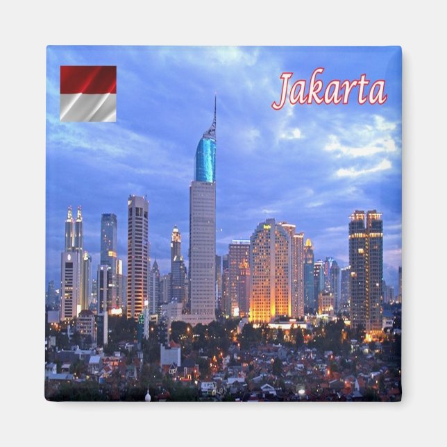 zID012 JAKARTA skyline, Indonesia, Asia, Fridge Magnet (Front)