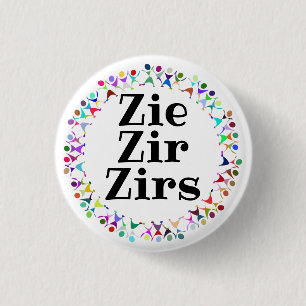 Zie Zir Zirs Pronouns in Human Figures Circle 3 Cm Round Badge