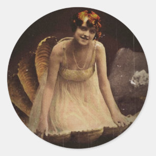Ziegfeld Actress in a Seashell Classic Round Sticker