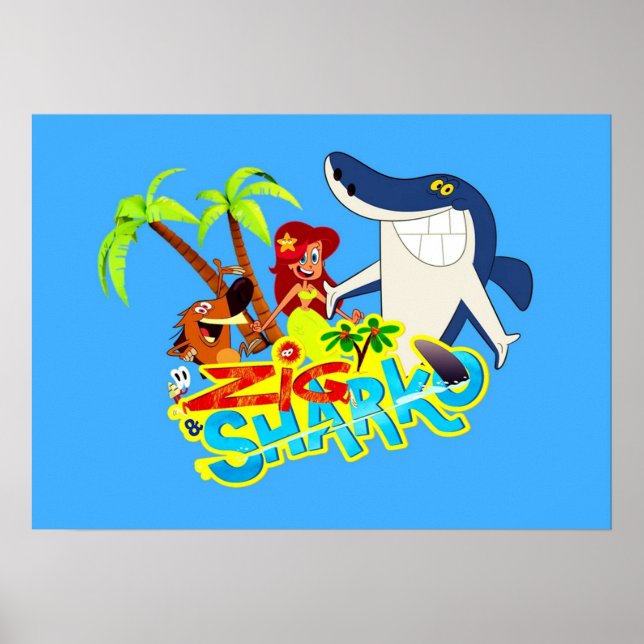 Zig and sharko cartoon exotic party poster (Front)