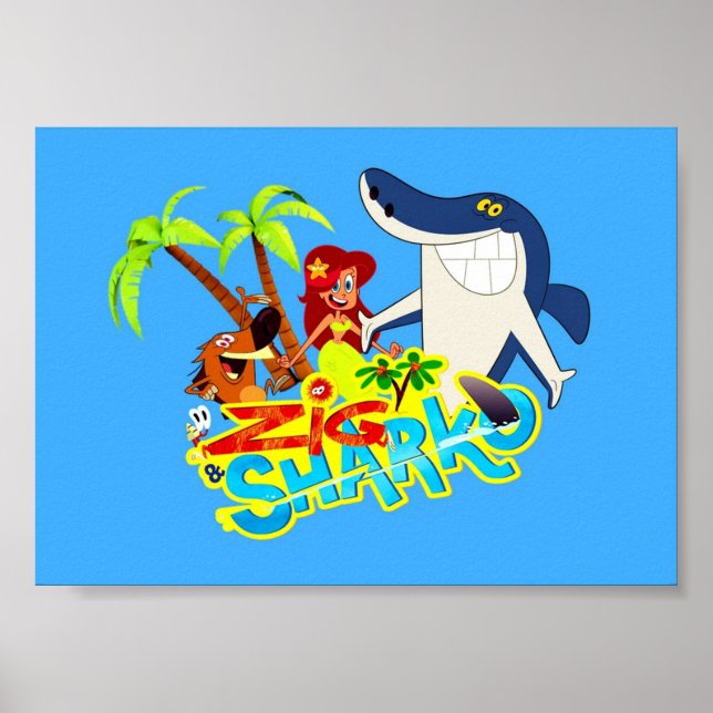 Zig and sharko cartoon exotic party poster (Front)