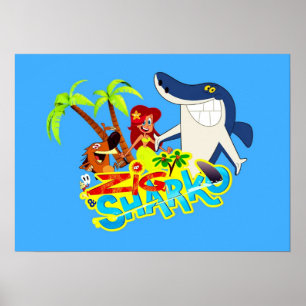 Zig and sharko cartoon exotic party poster