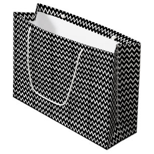 ZIG ZAG BLACK AND WHITE LARGE GIFT BAG
