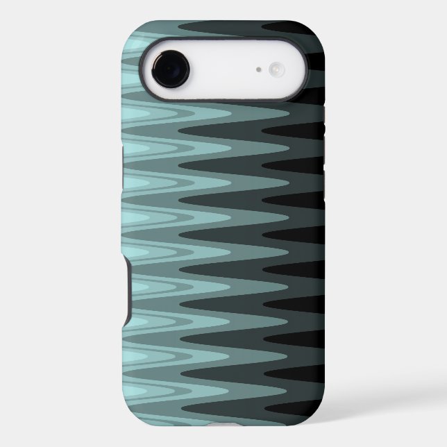 Zig Zag Black Teal Grey Pattern (Back)