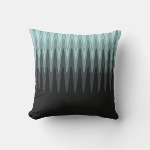 Zig Zag Black Teal Grey Pattern Cushion
